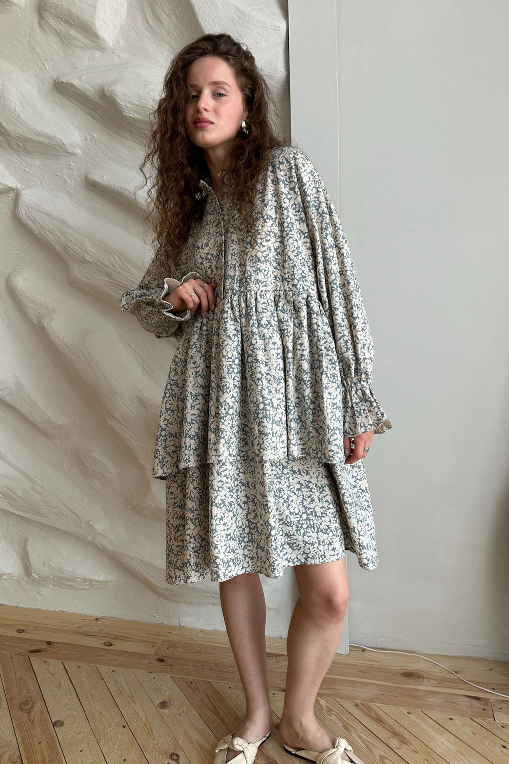 Платье PUFF059/06/Серо-голубой, белый - Rise фото 6