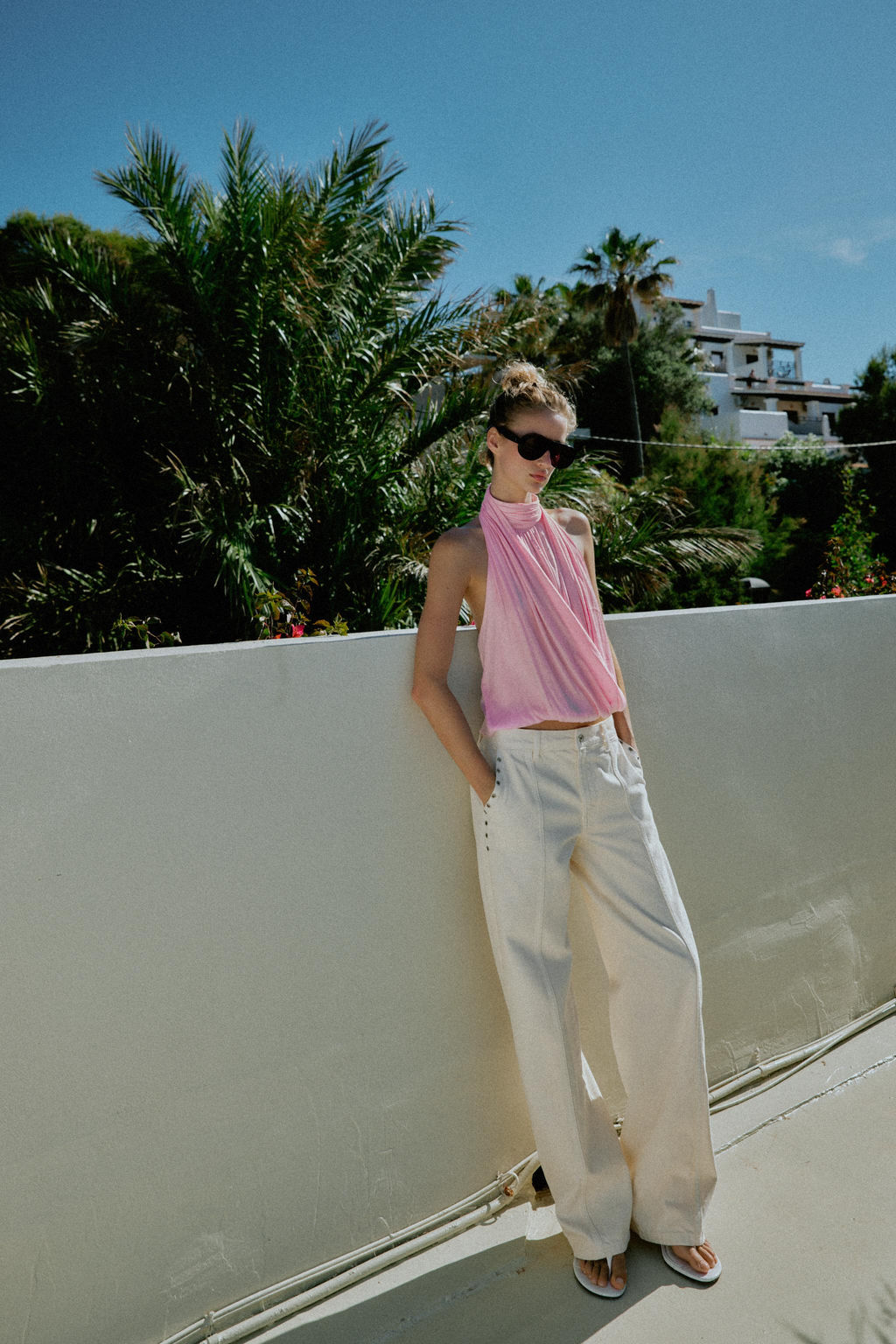 TOP HALTER SATINADO / Rosa