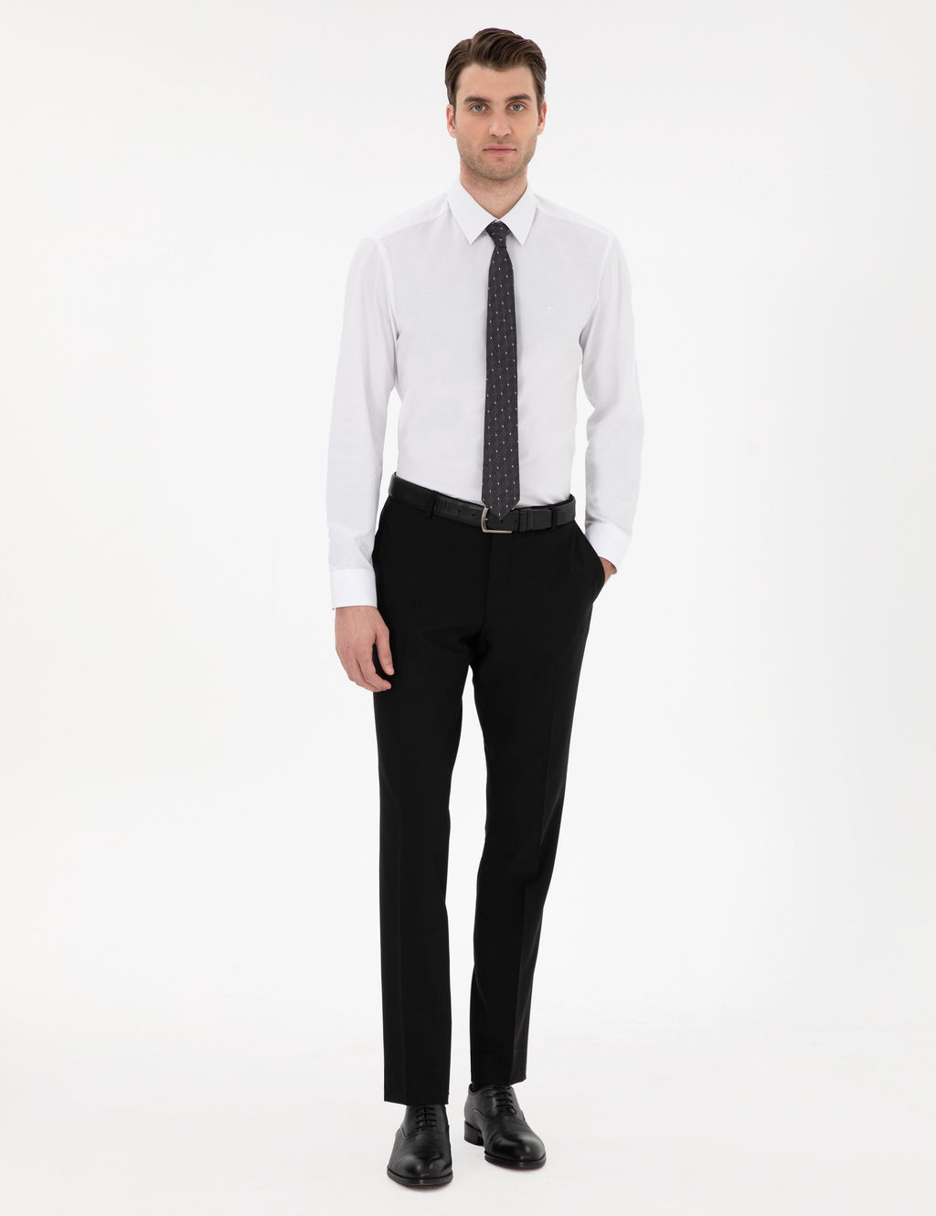 Beyaz Slim Fit Uzun Kollu Basic G_mlek