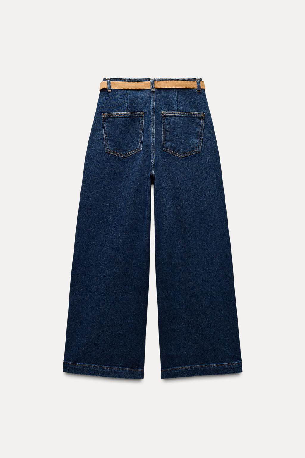 Z1975 WIDE-LEG CROPPED HIGH-WAIST BELTED JEANS - Zara фото 9