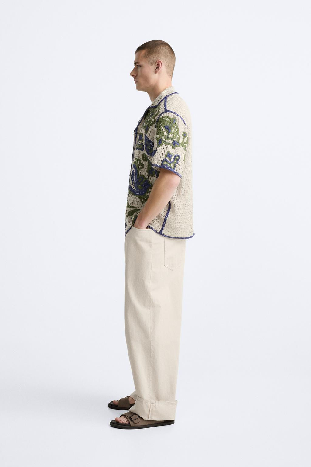 CROCHET SHIRT WITH CONTRAST EMBROIDERY - Zara фото 4