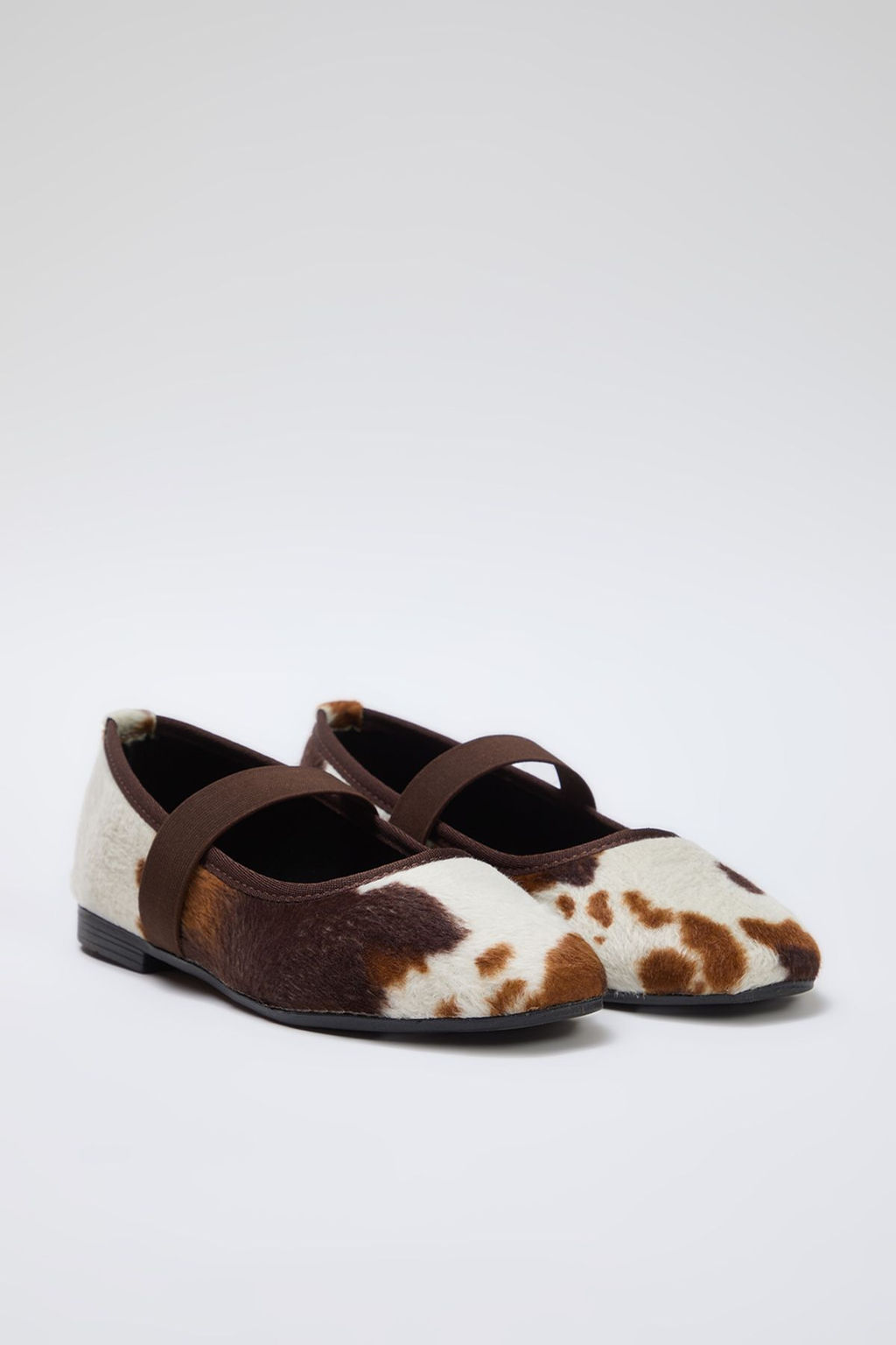 Trendyol Shoes Kahverengi Inek Desenli Yuvarlak Burun Mary Jane Kad?n Babet TAKSS25BE00009 - Trendyolmilla фото 5