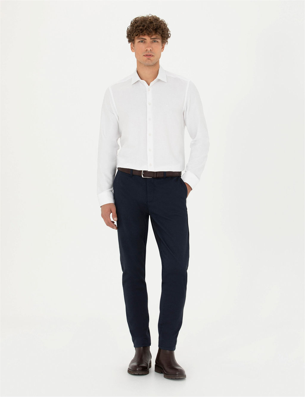 Beyaz Slim Fit Uzun Kollu G_mlek - Pierre cardin фото 4