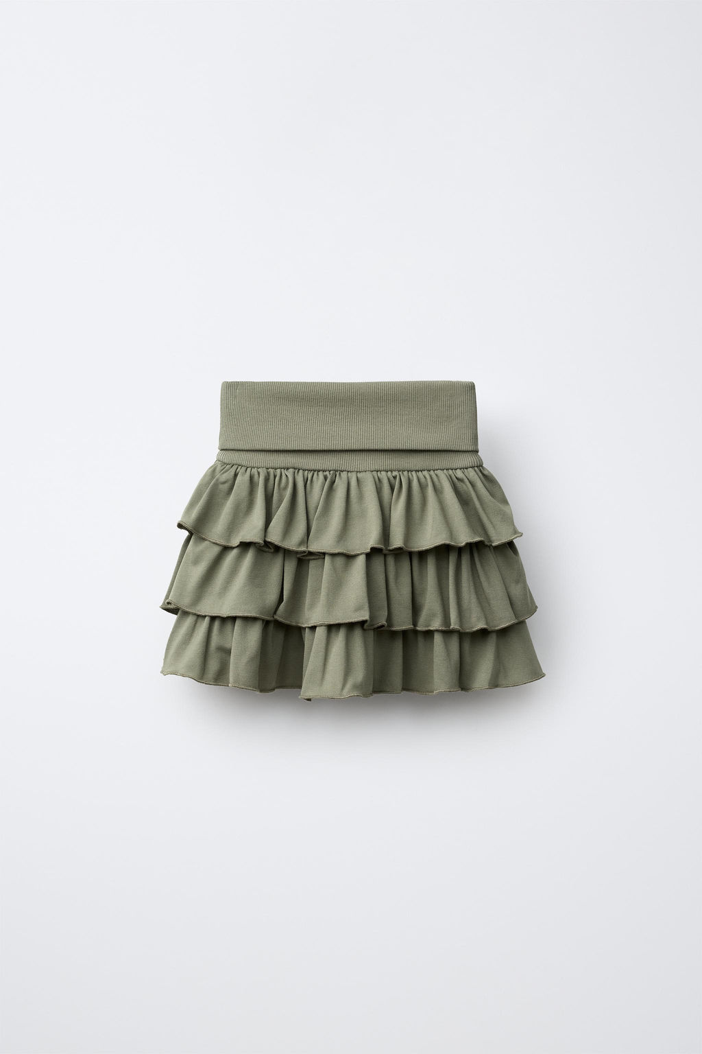 FALDA BERMUDA VOLANTES CINTURA VUELTA / Khaki - Zara фото 2