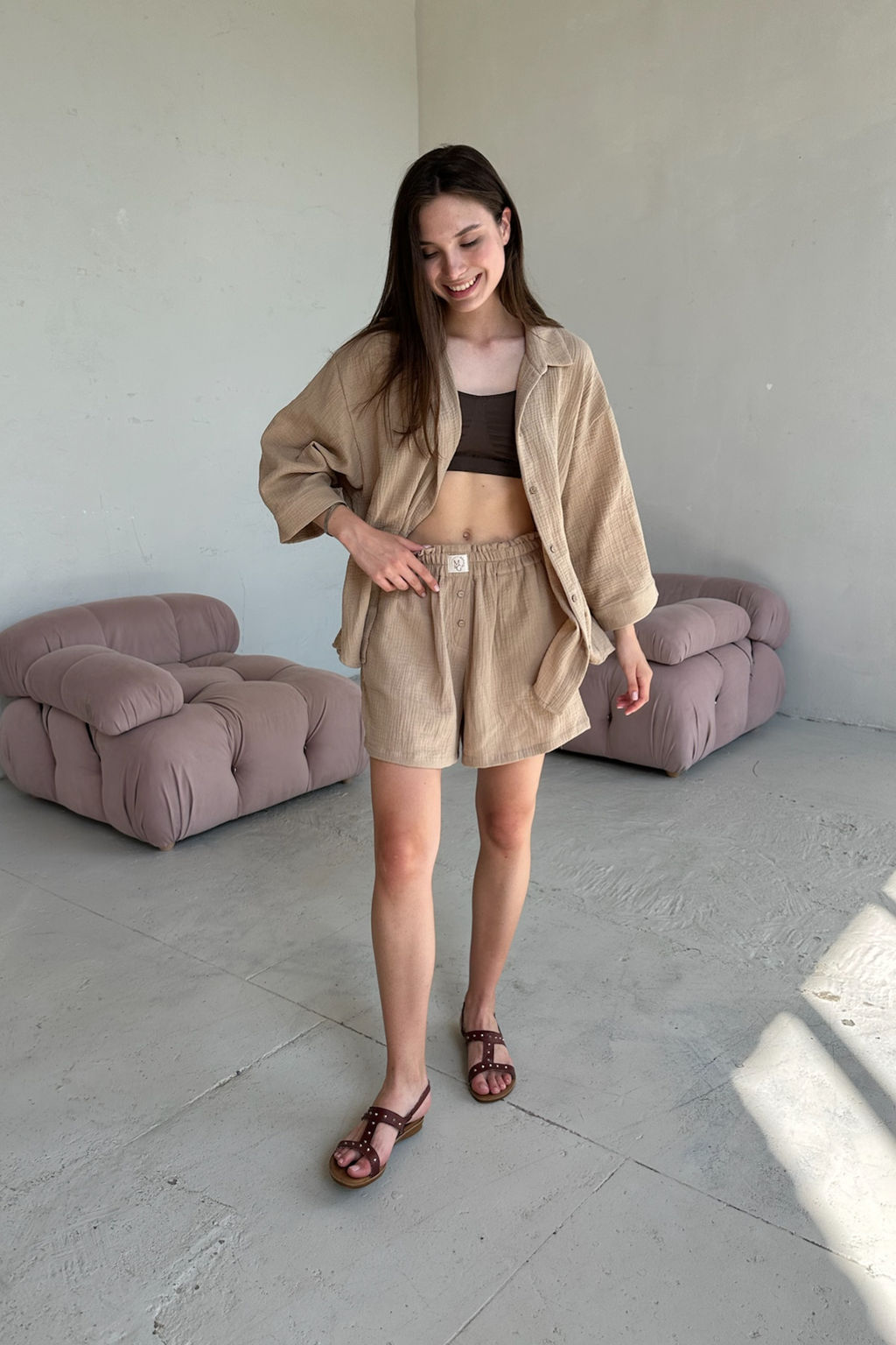 Костюм муслин SET019/22/Оливка