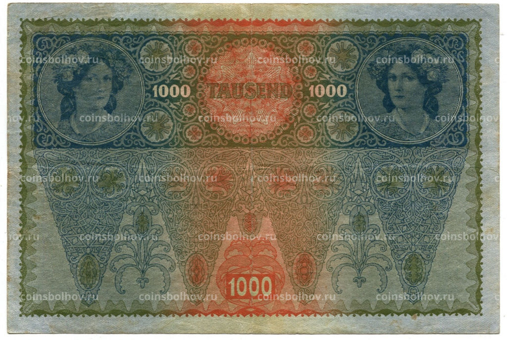 Банкнота 1000 крон 1902 года Австрия  Надпечатка