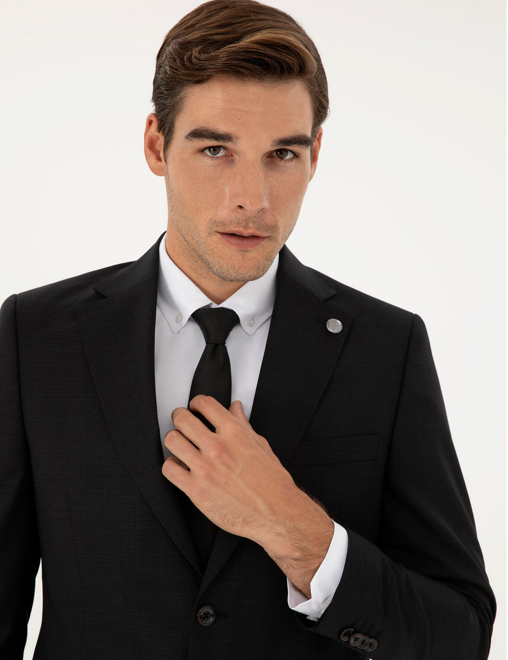 Siyah Slim Fit %100 Y_n Tak_m Elbise