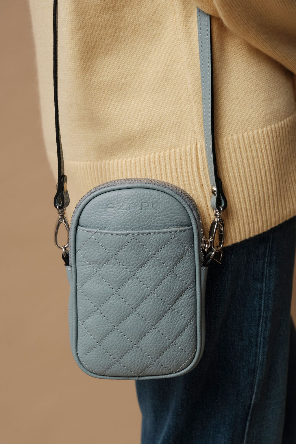 Сумка кожаная Azaro 30832 сер.небо