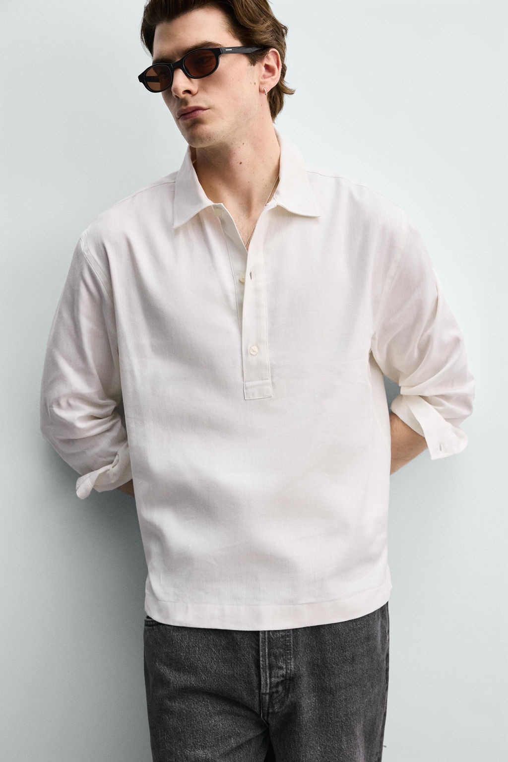 CAMISA POLO ALGOD?N - LINO / Crudo - Zara фото 5