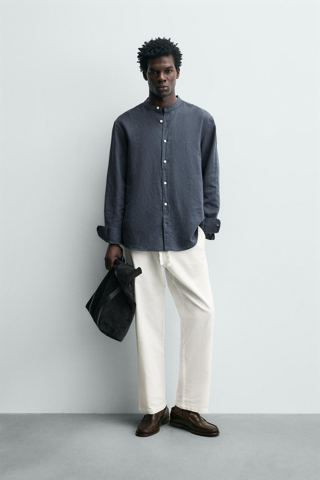PANTAL?N RELAXED FIT ALGOD?N - LINO / Blanco roto