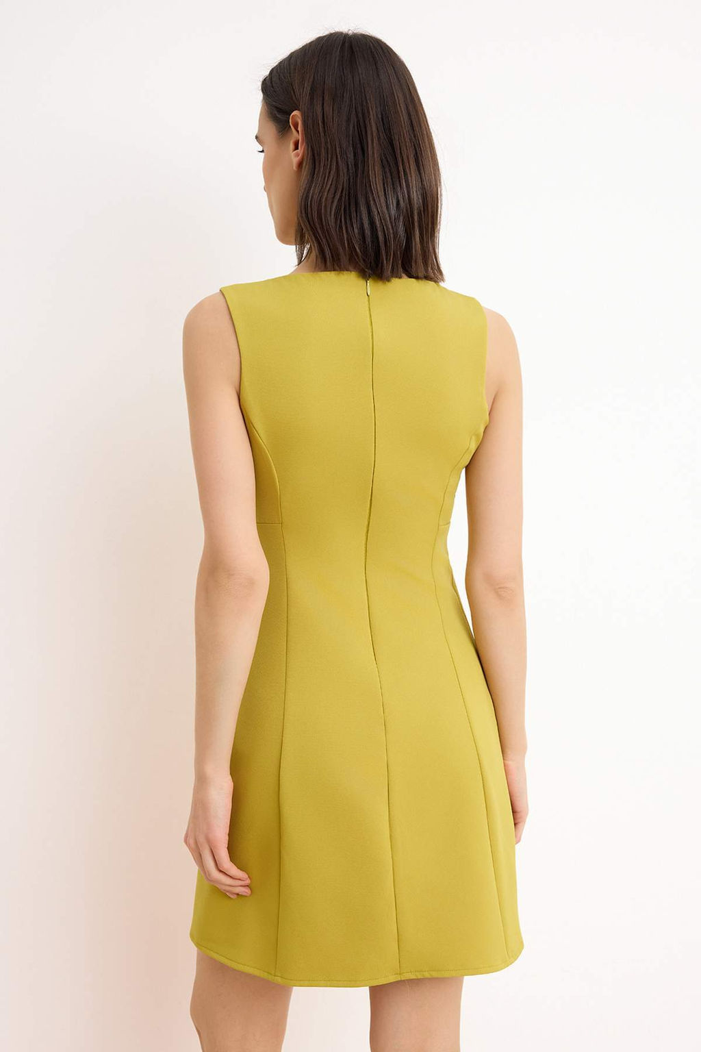 Yag Yesil Duz A Kesim K?sa / Mini Dokuma Elbise TWOAW25EL00192