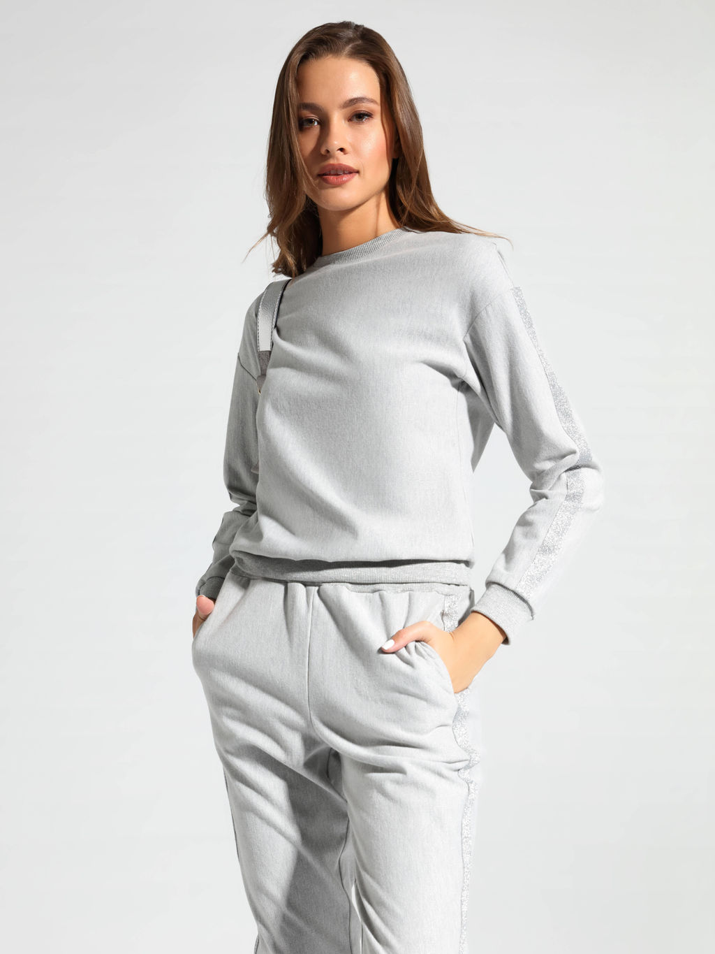 CONTE Хлопковый свитшот с мерцанием люрекса LD 1043 shiny grey