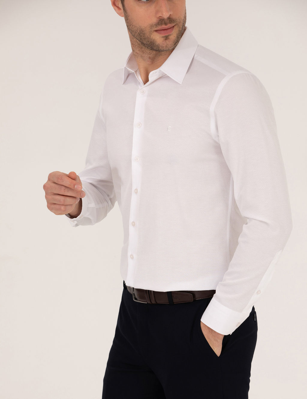 Beyaz Slim Fit Uzun Kollu G_mlek