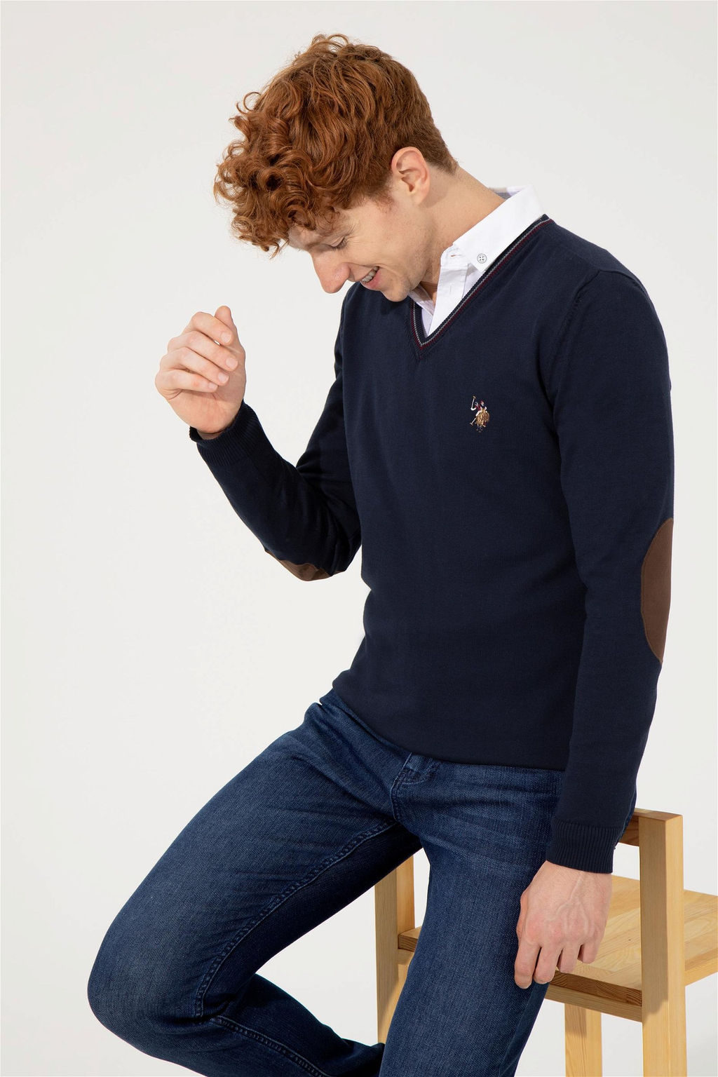 U. S. Polo Assn Мужской темно-синий базовый свитер - U.s. polo assn фото 9