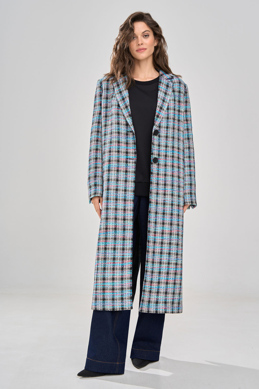 Пальто 1164 клетка мультиколор - Rinka фото 3