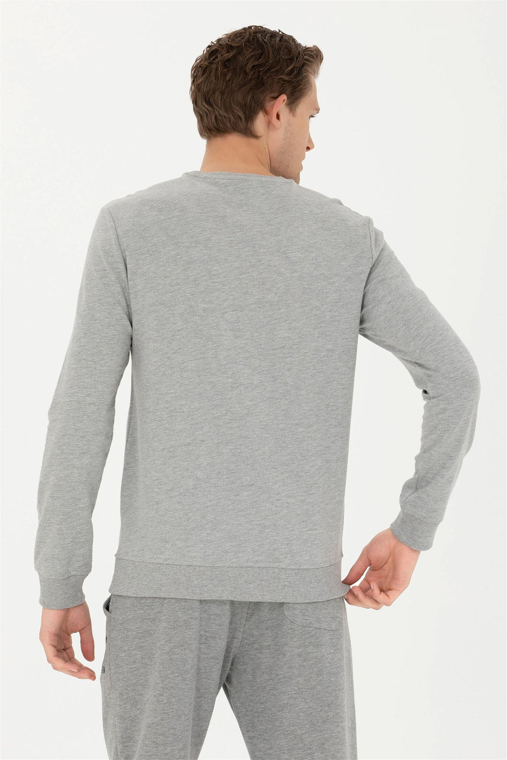 Мужская серая меланжская базовая толстовка Скюра в корзине в корзине - U.s. polo assn фото 5