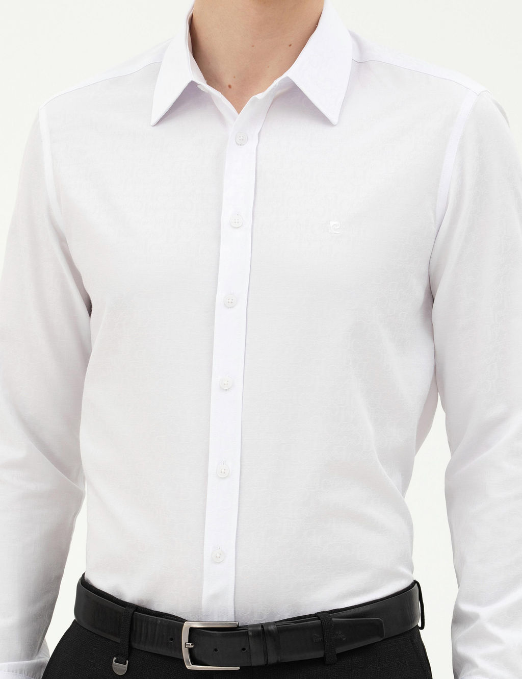 Рубашка Pierre Cardin Slim Fit белая с длинным рукавом