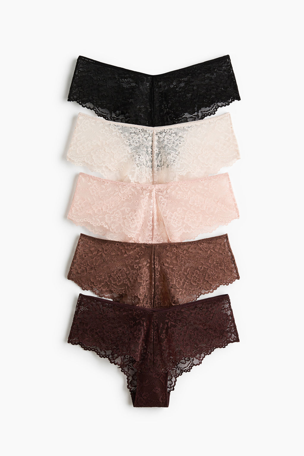 Pack de 5 bragas hipster de encaje