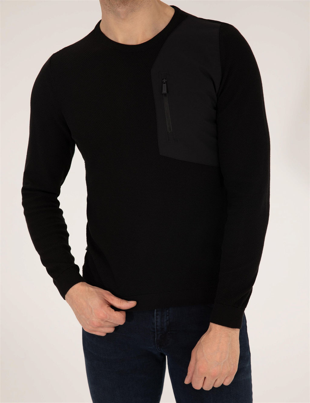 Siyah Slim Fit Bisiklet Yaka Triko Kazak - Pierre cardin фото 6