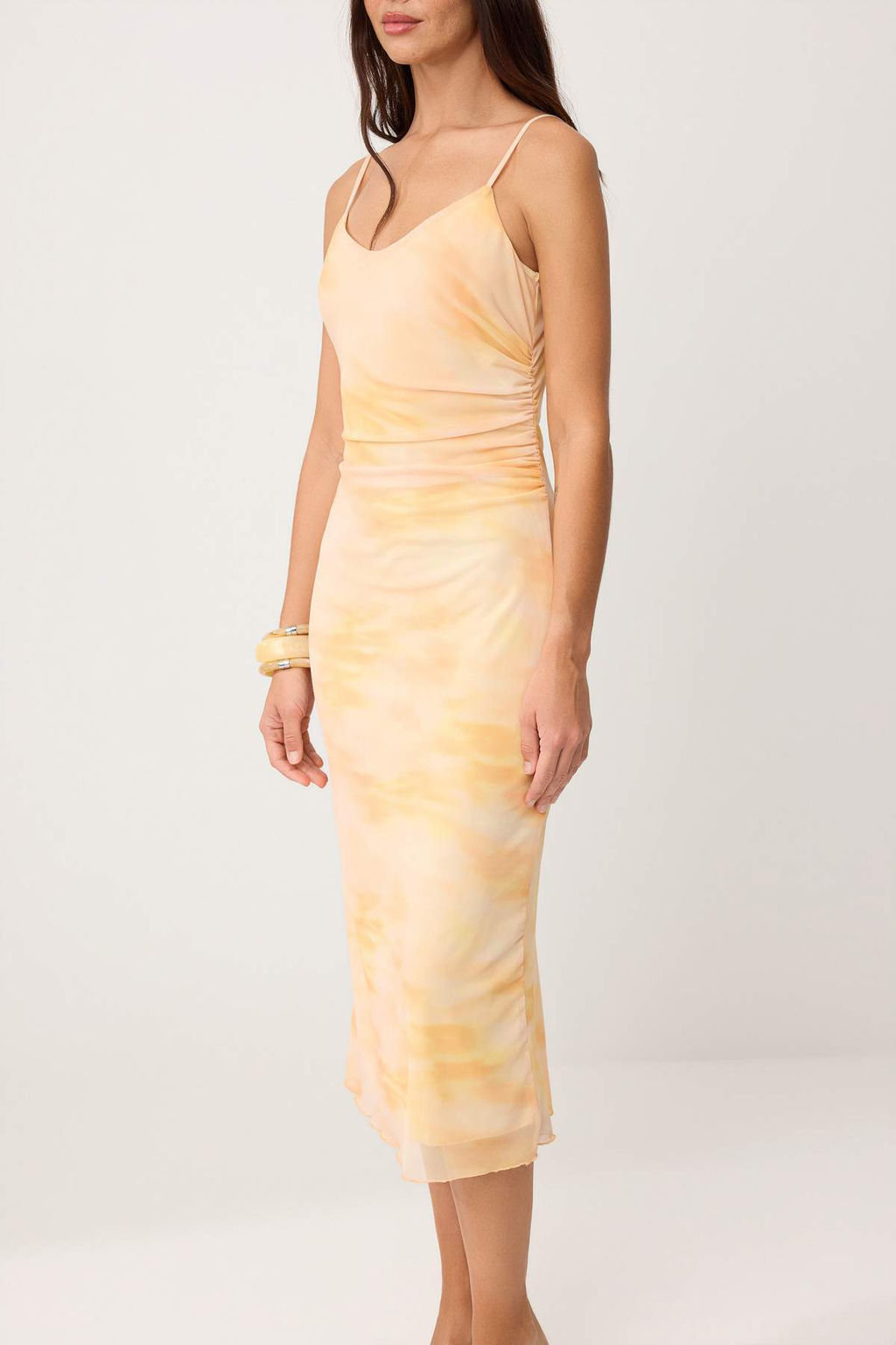 Ac?k/Bebe Mavi Soyut Bodycon Ask?l? Straplez Kolsuz Tul Orme Elbise TWOSS26EL00482 - Trendyolmilla фото 7
