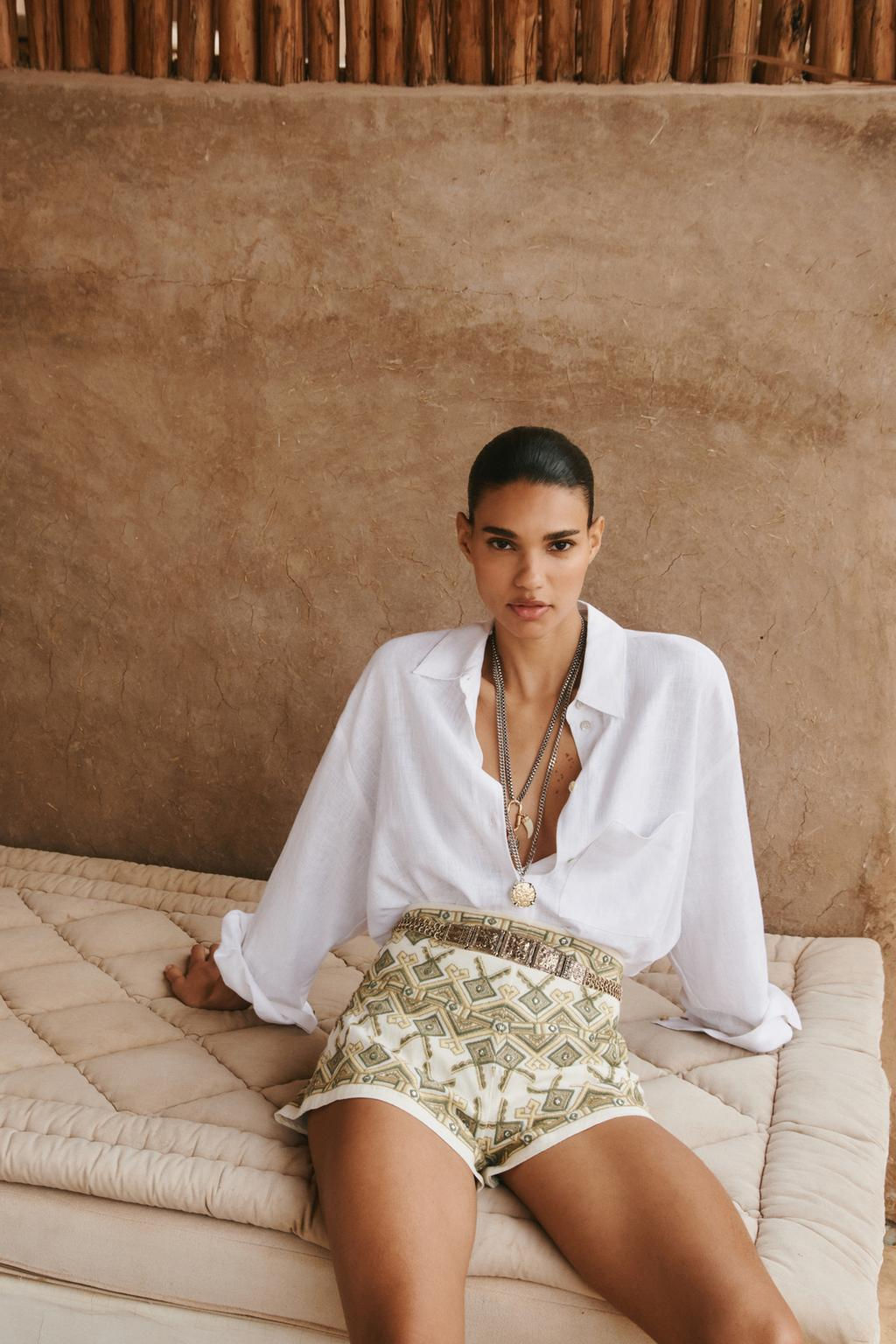 EMBROIDERED MIRROR BERMUDA SHORTS - Zara фото 3