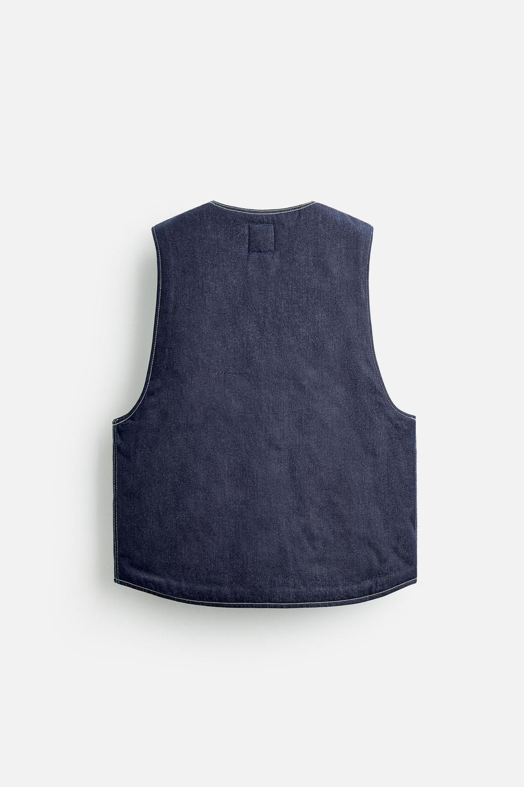 STITCHED DENIM WAISTCOAT - Zara фото 7