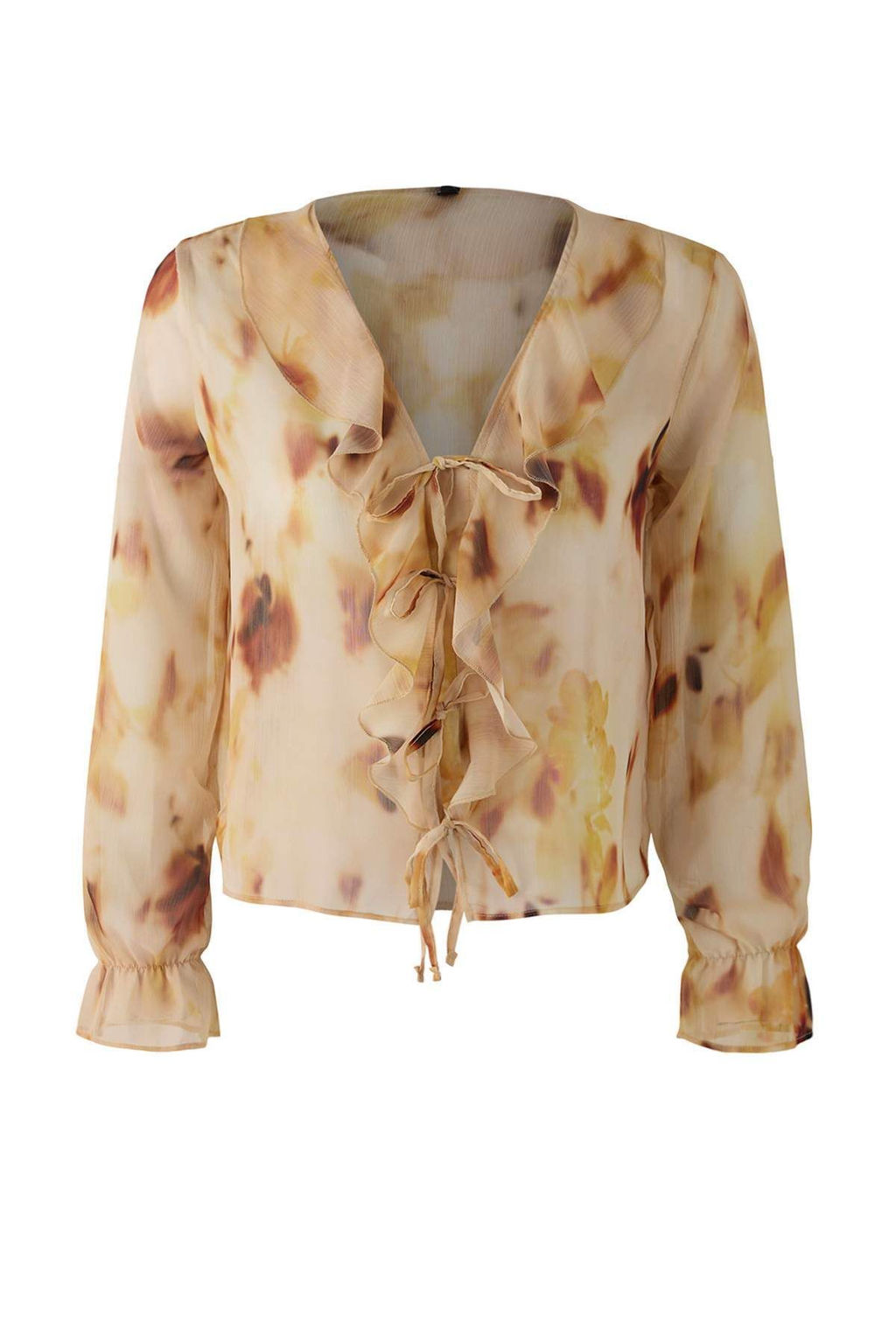 Sar?-Cok Renkli Sifon Transparan F?rf?rl? Desenli Dokuma Bluz TWOAW26BZ00094 - Trendyolmilla фото 5