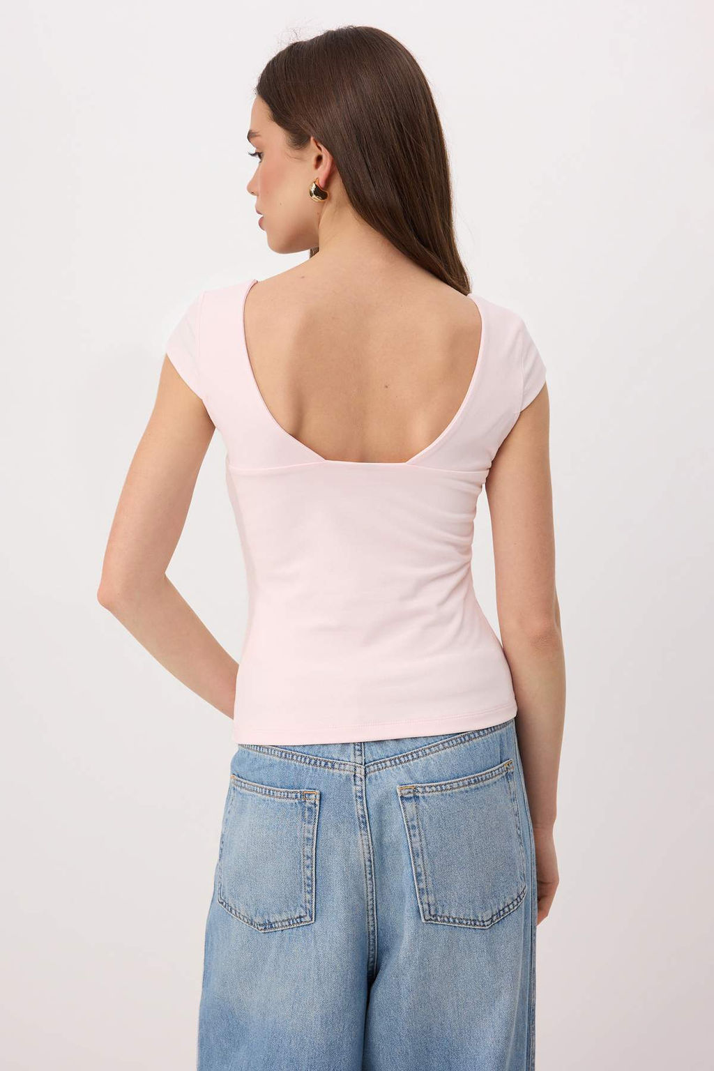 Trendyolmilla Ekru Kalp Yaka Vucuda Oturan Pamuklu Esnek Orme Bluz TWOSS24BZ00113  фото 20