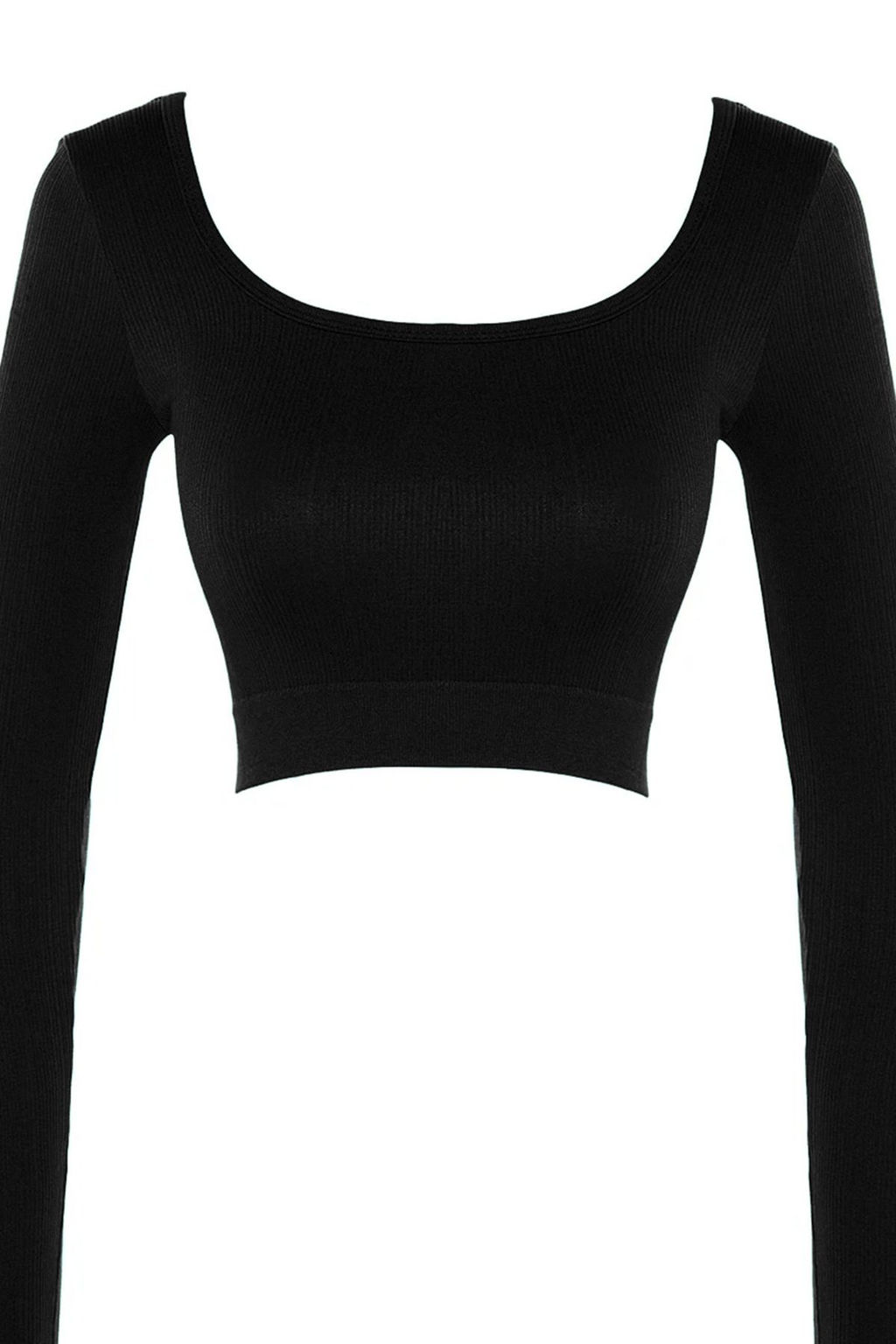 Siyah Seamless/Dikissiz Crop Ekstra Esnek Orme Spor Ust/Bluz TWOAW22BZ0450