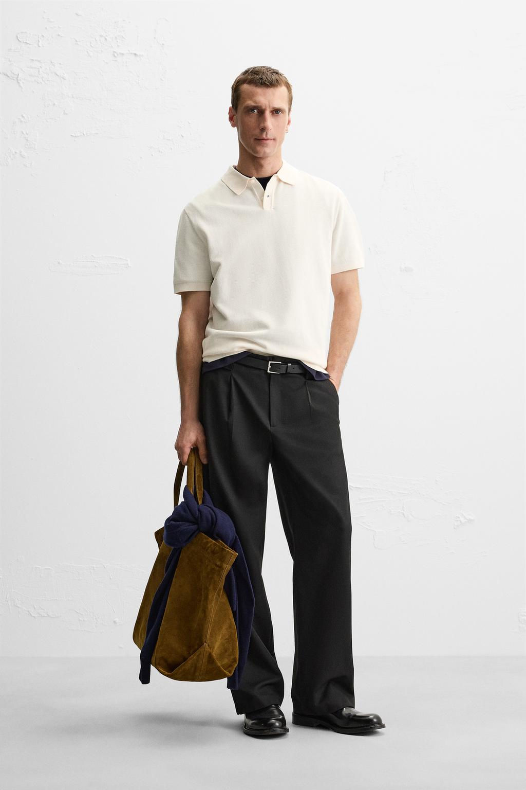 TEXTURED PIQUE KNIT POLO SHIRT - Zara фото 10