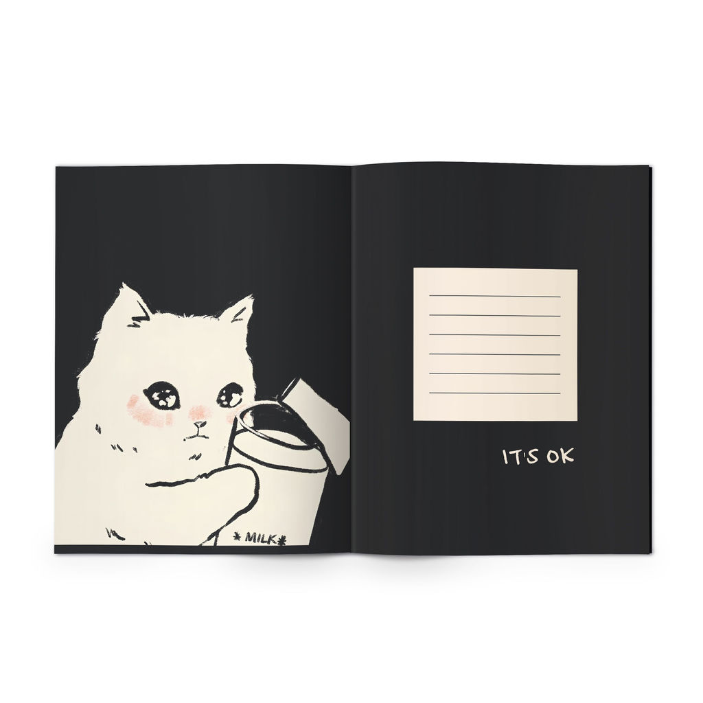 Тетрадь 48 л. А5 клетка, на скрепке, офсет LOREX MOOD CAT мелованный картон, двойная обложка, запечатка форзаца, soft touch - Buro фото 2