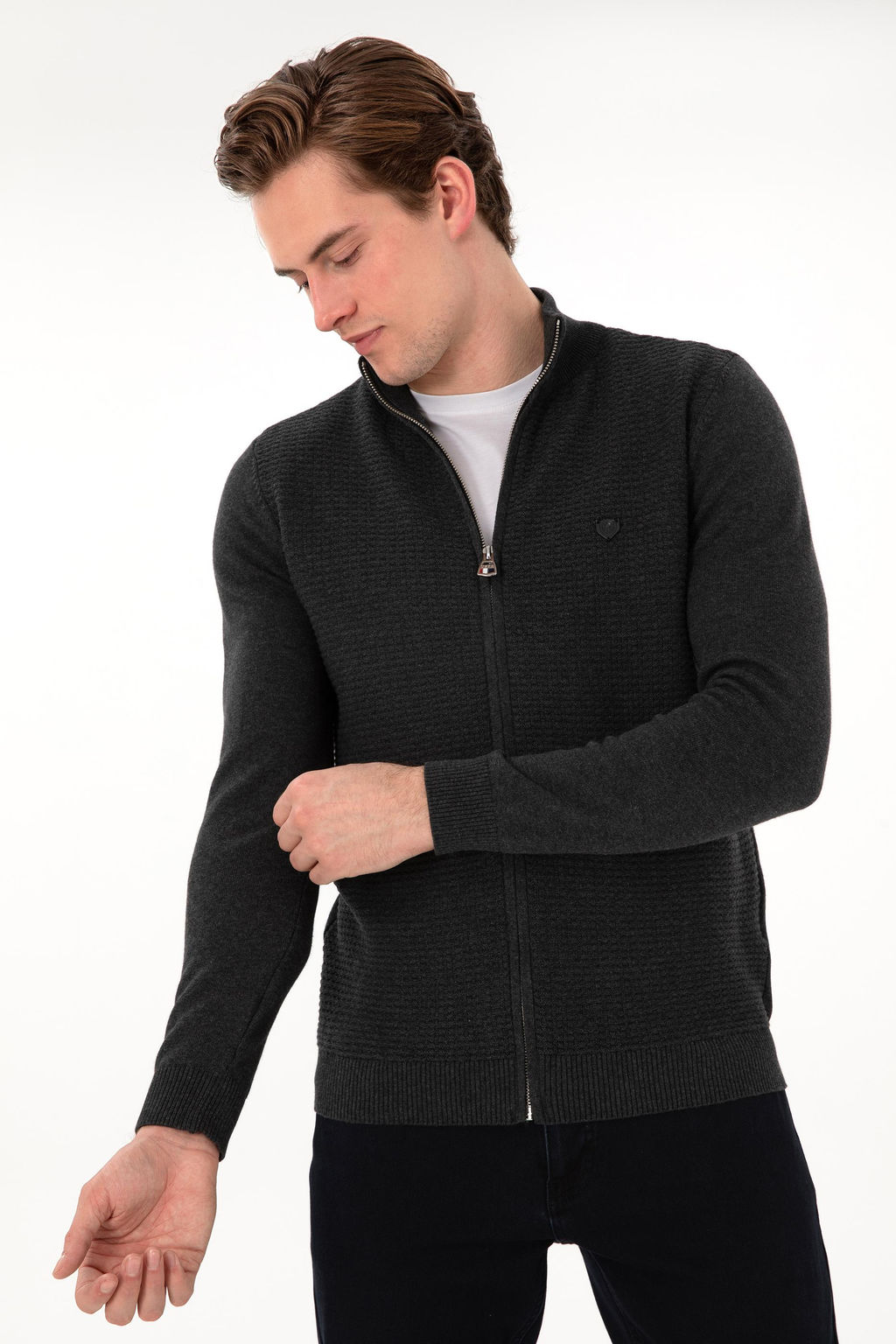 Мужской антрацит Меланг Базовый вязаный вязаный вязаный - U.s. polo assn фото 3