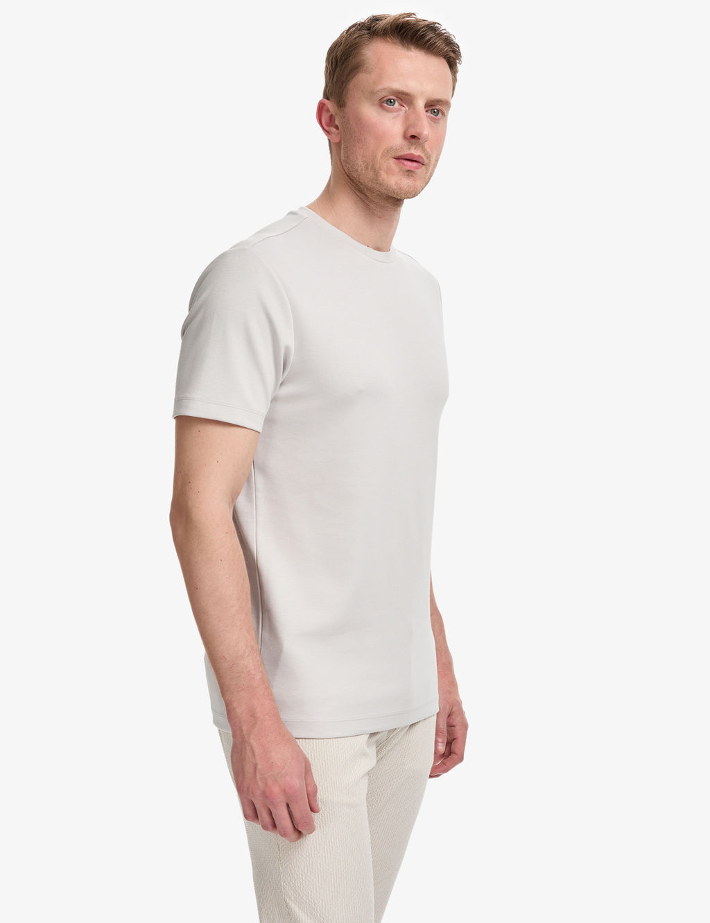 A__k Gri Regular Fit Bisiklet Yaka Basic Ti__rt