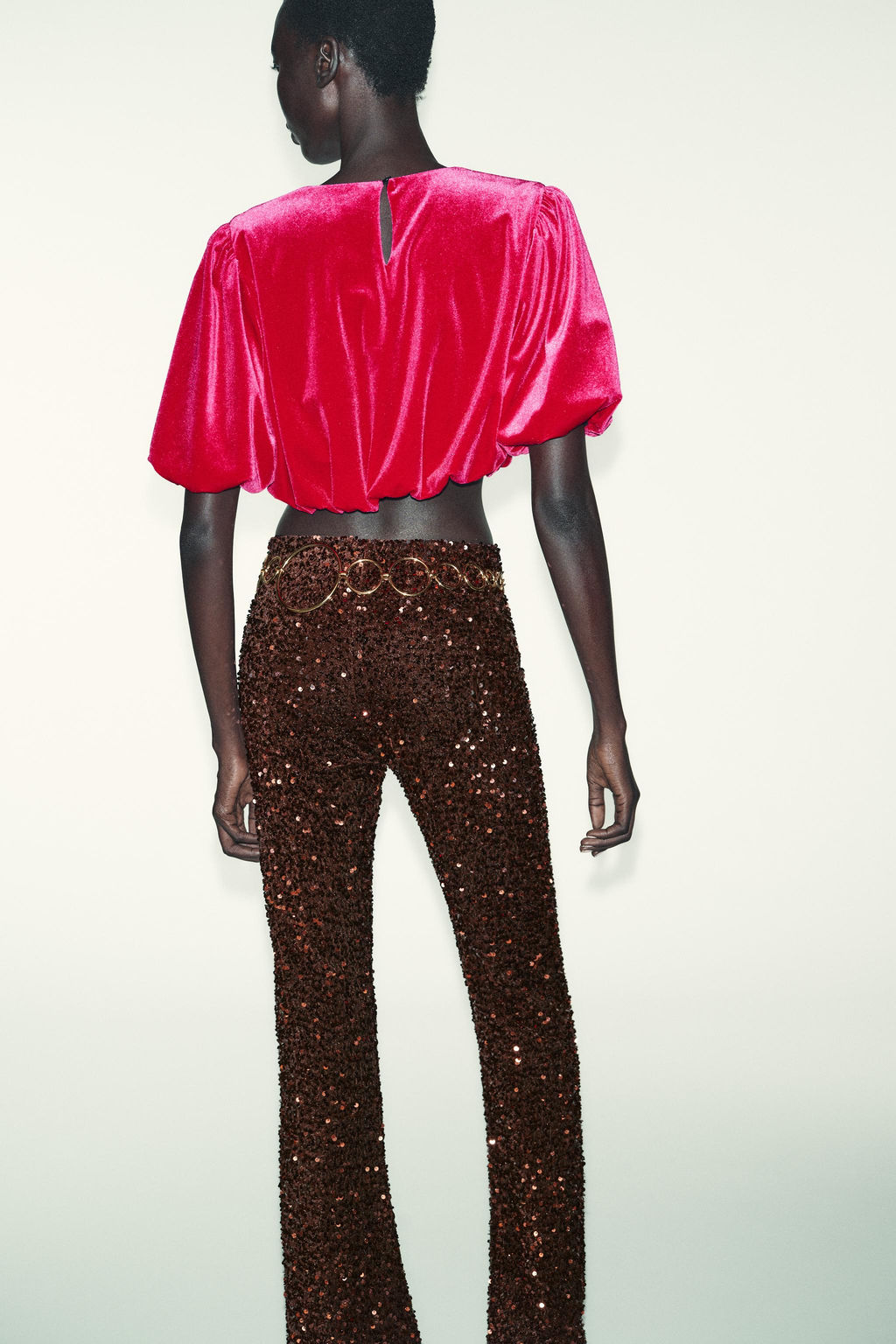 FLARE VELVET SEQUIN LEGGINGS - Zara фото 5