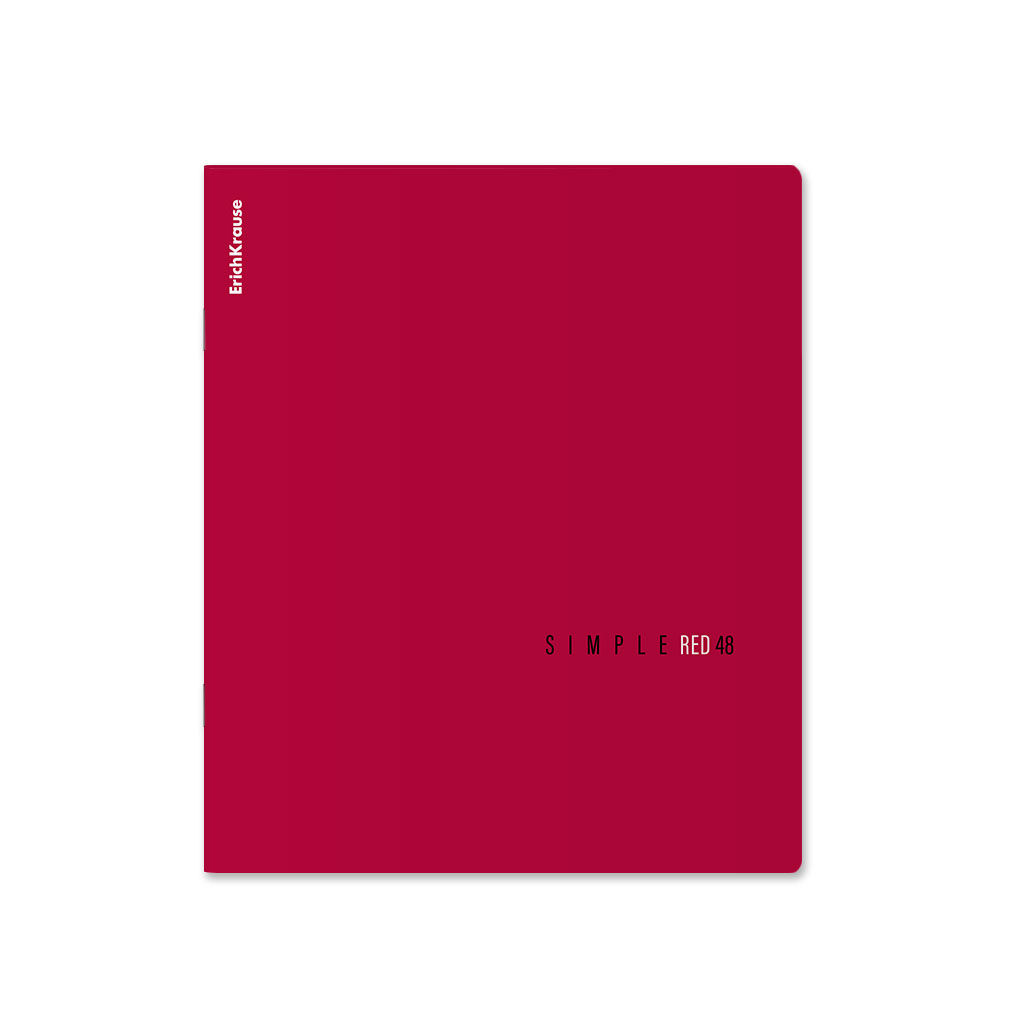 АКЦИЯ Цена за 5 шт. Тетрадь общая ученическая ErichKrause Simple Color, красный, 48 листов, клетка, ламинация soft-touch+выборочный УФ-лак