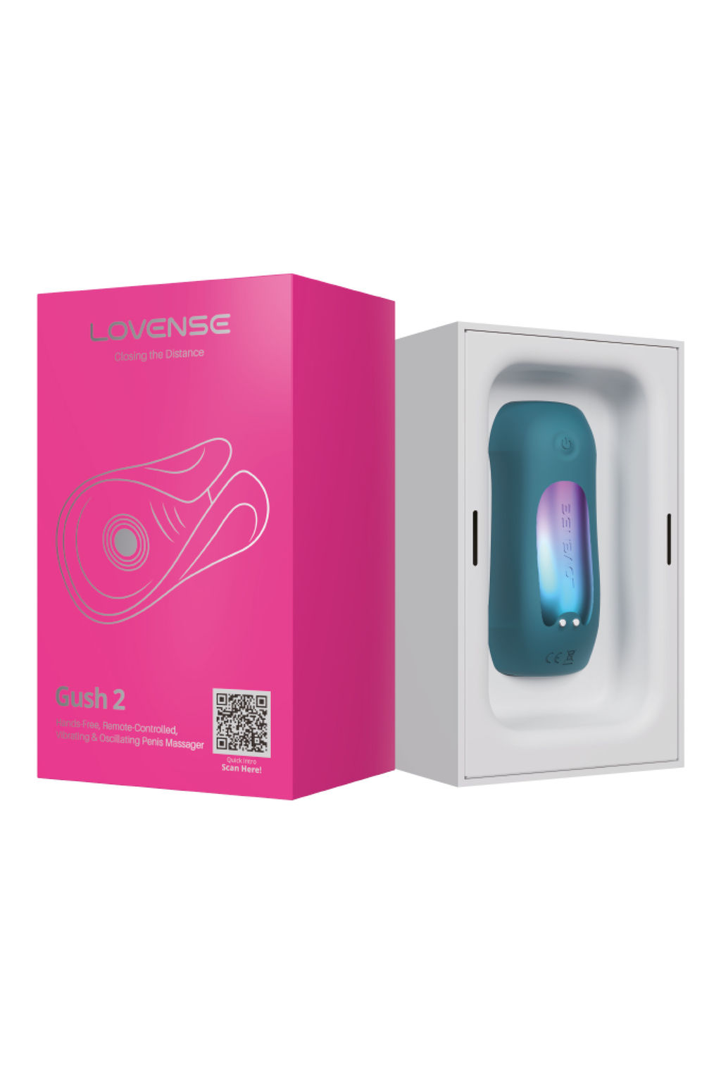 Вибромастурбатор с осцилляцией LOVENSE Gush 2, силикон, бирюзовый