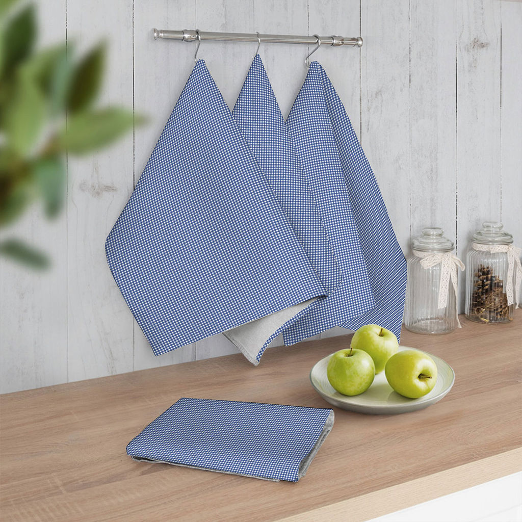 3шт Полотенце кухонное из рогожки - Ботаника, цвет синий 45x60