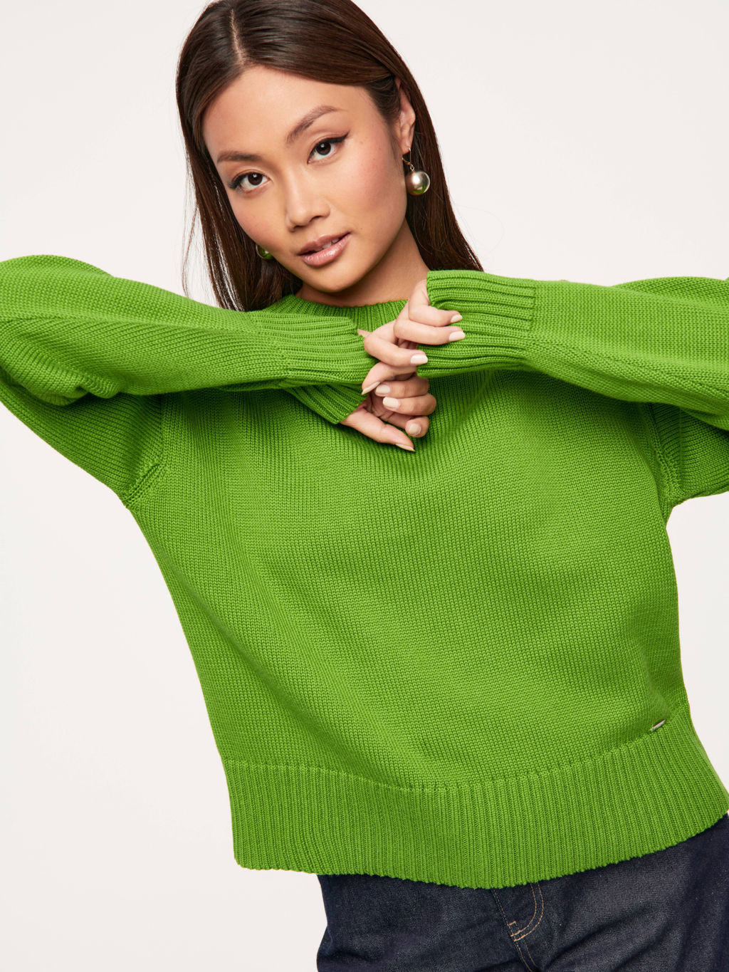 CONTE LDK 286 Джемпер свободного силуэта из пряжи с хлопком green - Conte elegant фото 6