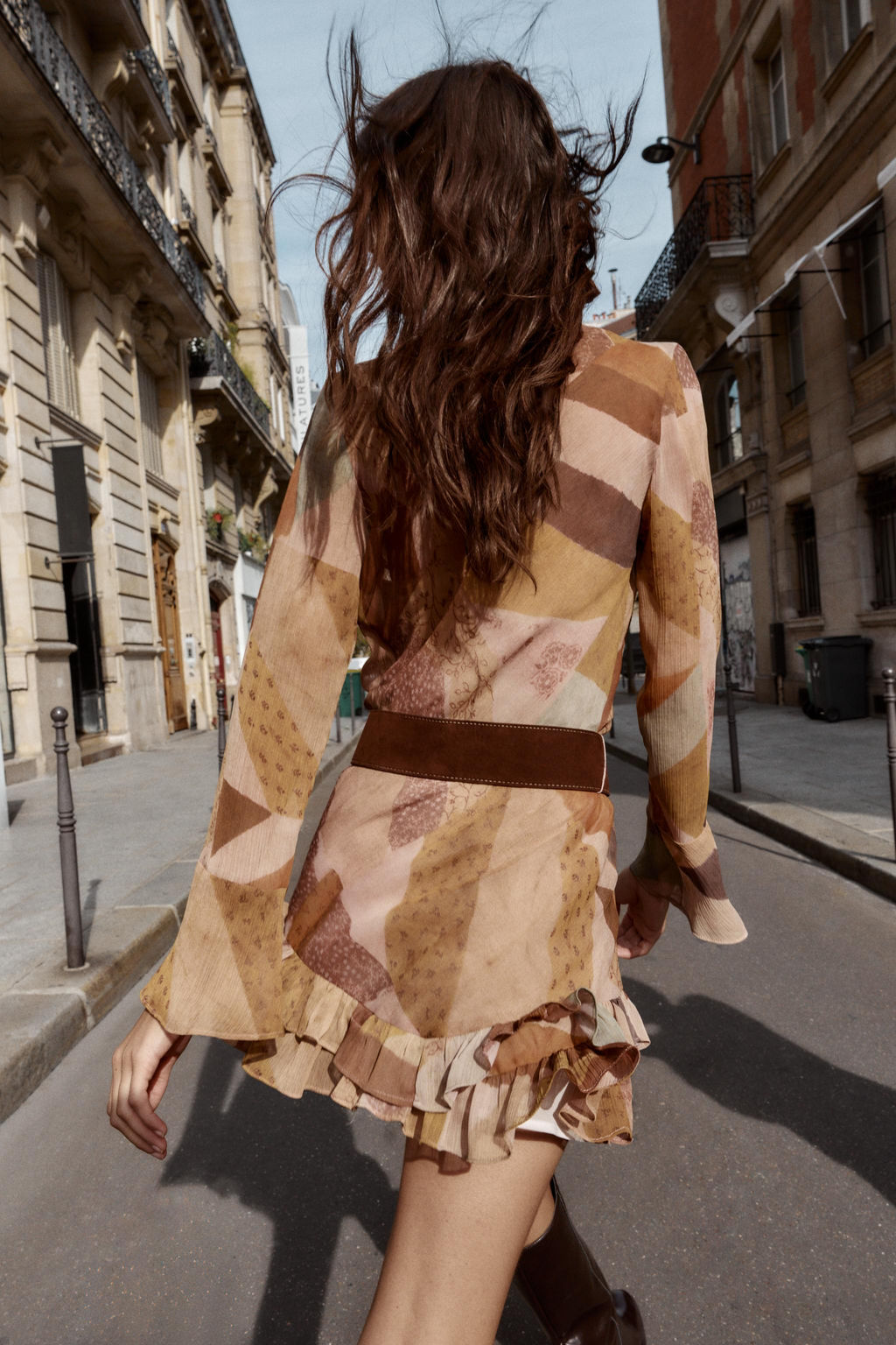 MINI PATCHWORK PRINT DRESS WITH BELT - Zara фото 5