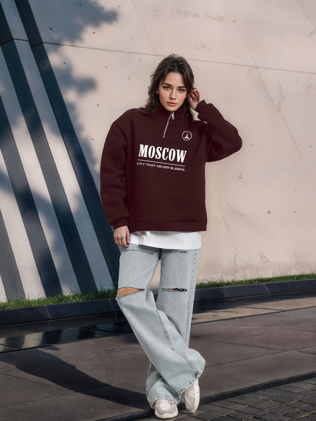 Толстовка женская с зип-воротником Moscow - Yollochka фото 5