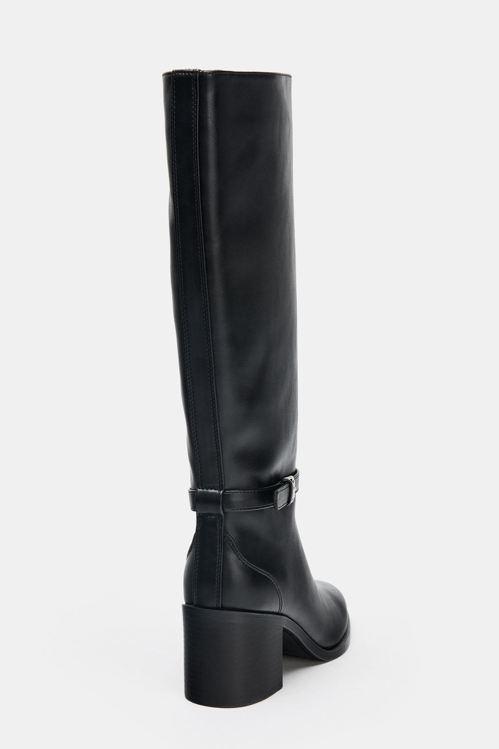 BUCKLE BLOCK HEEL BOOTS