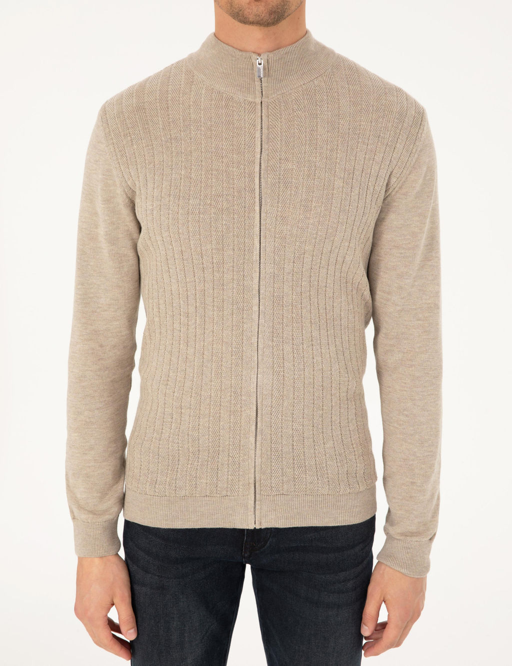 Kum Melanj Slim Fit Fermuarl_ Triko H_rka