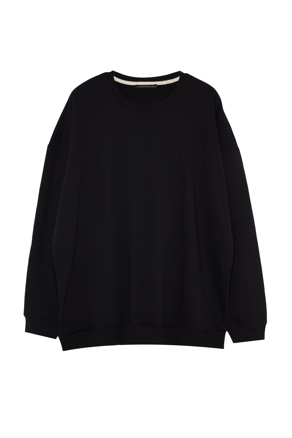 TRENDYOL MAN Siyah Buyuk Beden Bisiklet Yaka Oversize/Genis Kesim S?rt Bask? Ici Polar Sweatshirt TMNAW24AO00004 - Trendyolmilla фото 7