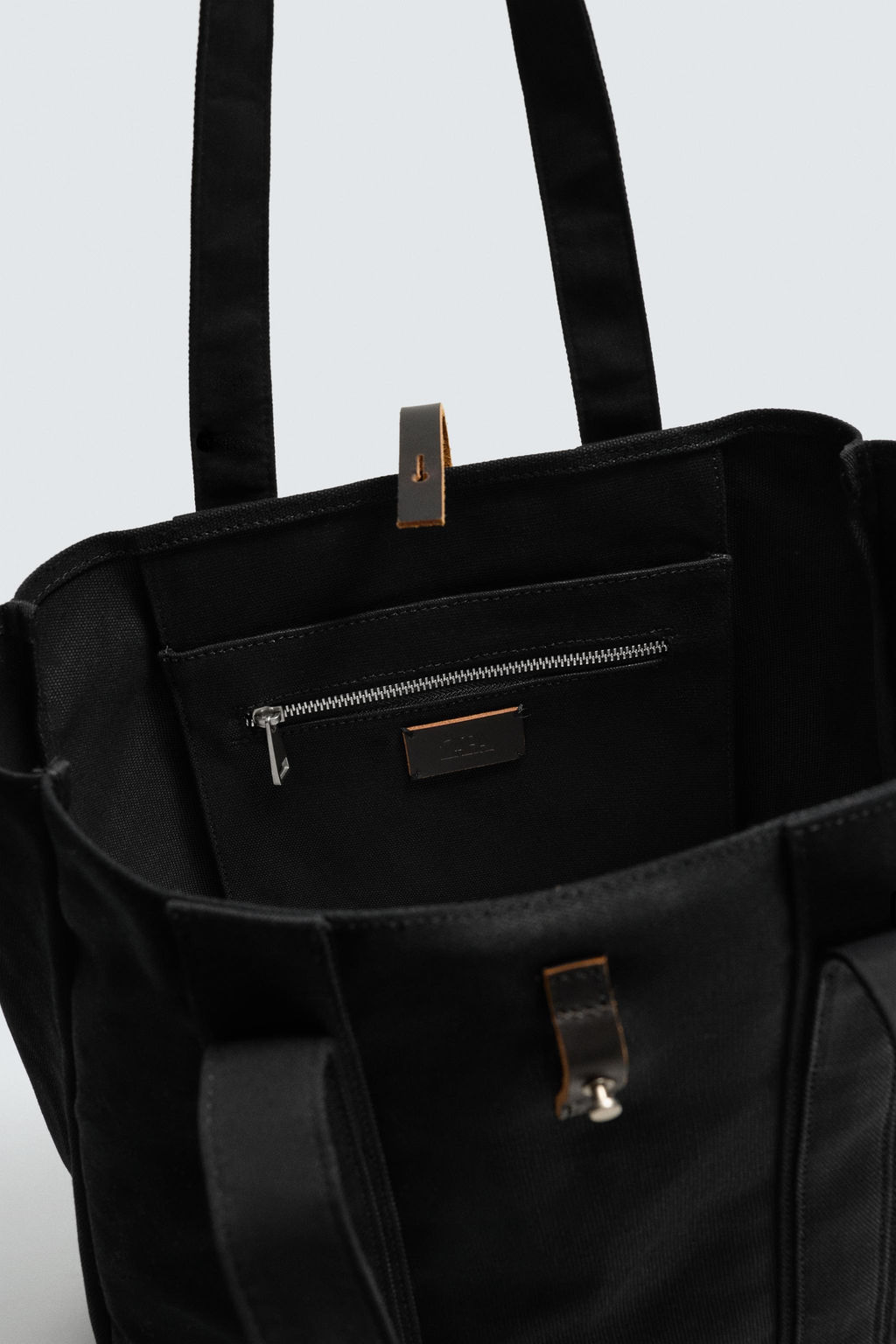 BOLSO SHOPPER TEJIDO / Negro - Zara фото 4