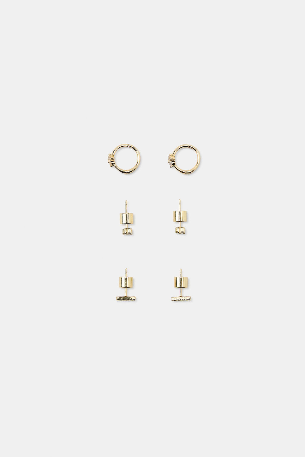 PACK OF 3 MINIMALIST RHINESTONE EARRINGS - Zara фото 3