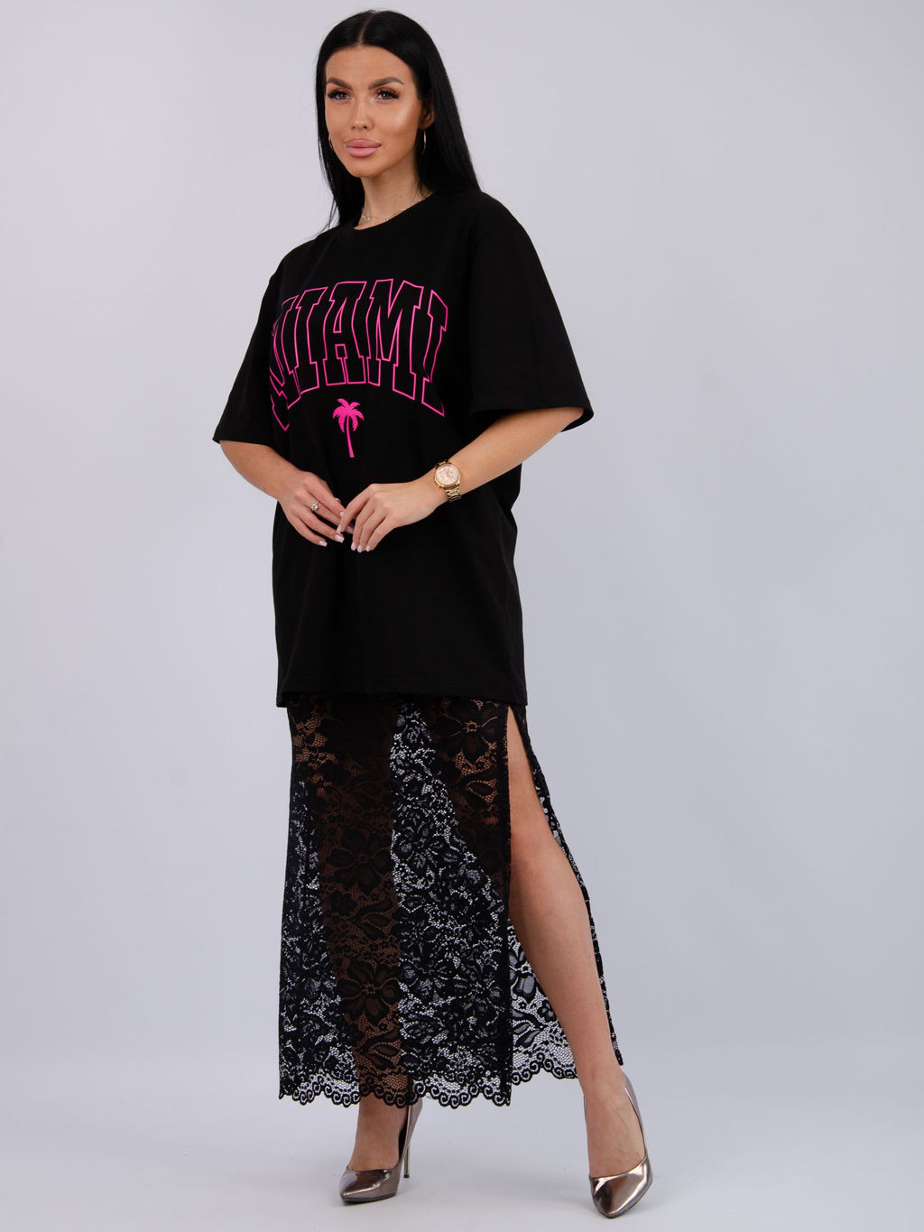 Костюм Монохром 2 чёрный, трикотаж - Малина фото 5