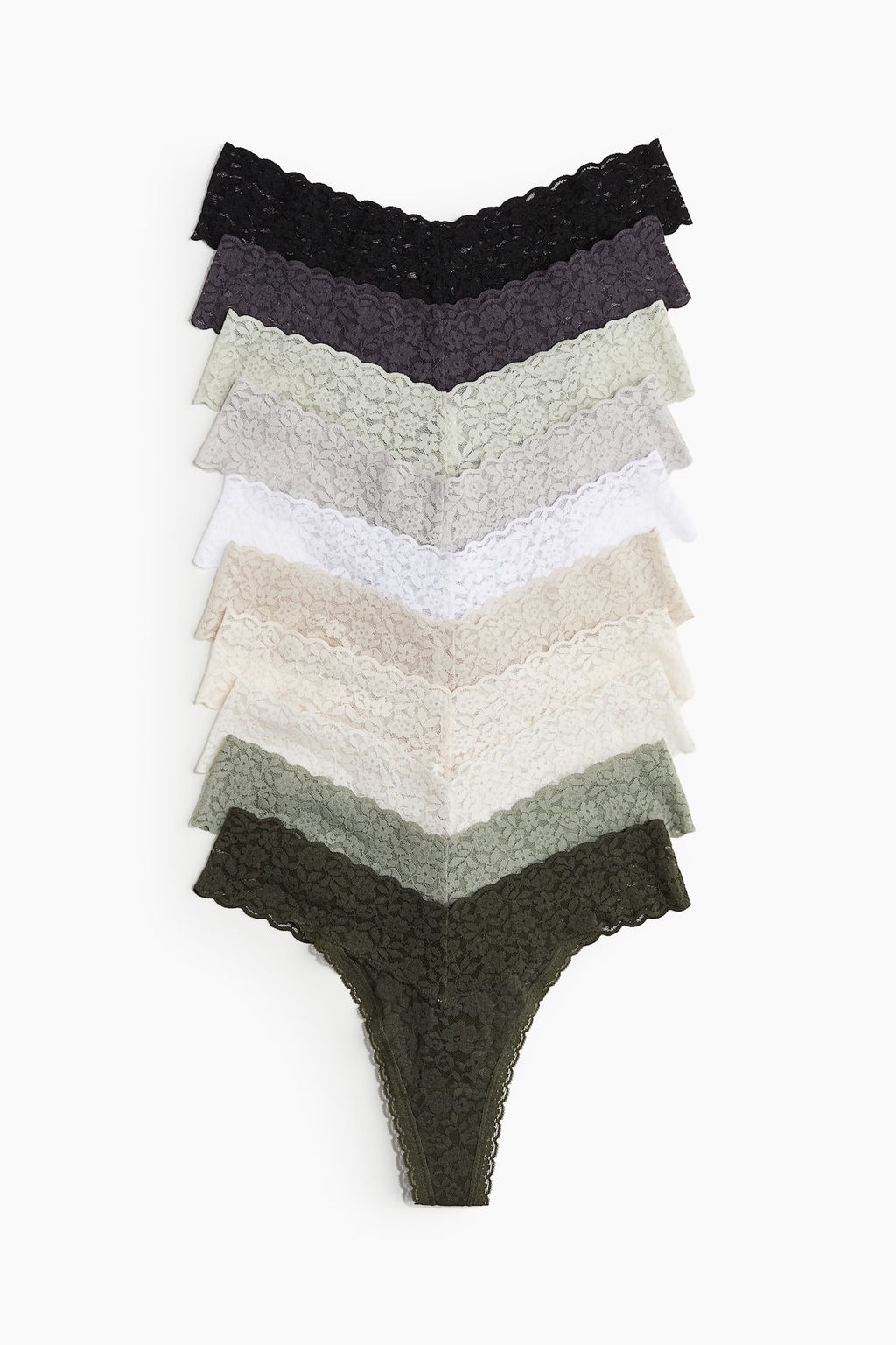 Pack de 10 bragas Thong de encaje