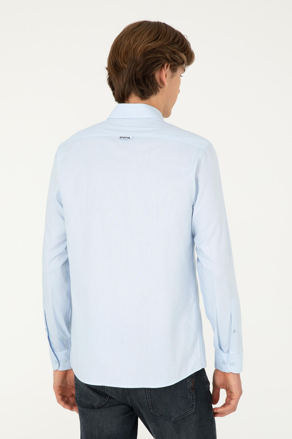 Мужская голубая базовая рубашка с длинным рукавом Неожиданная скидка в корзине - U.s. polo assn фото 5
