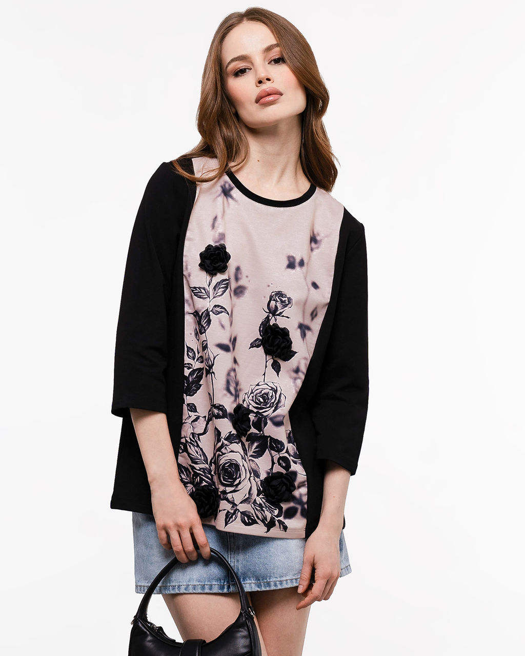 ЛОНГСЛИВ С РУКАВОМ 3/4 И ЦВЕТАМИ - 61.11 - Elena sorti фото 2