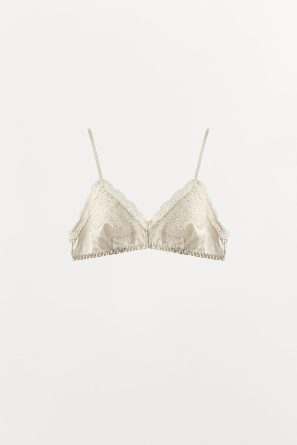 BRALETTE MEZCLA SEDA ENCAJE / Crudo - Zara фото 4
